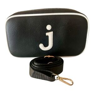 J Monogram Black and White Crossbody Bag